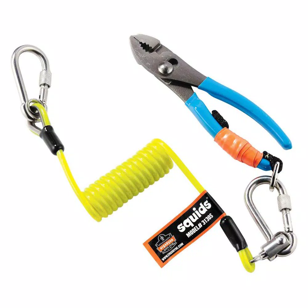 Ergodyne Squids 3130S Coiled Cable Tool Lanyard, 2 lb. Capacity, Green