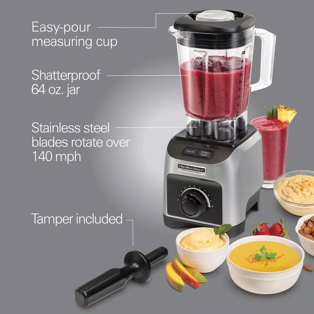 Hamilton Beach Professional 1800W 11-Speed 64 oz. Blender, Grey