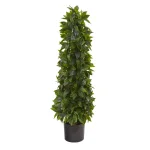 Nearly Natural 3 ft. Sweet Bay Cone Topiary Artificial Tree with Planter thumbnail 1
