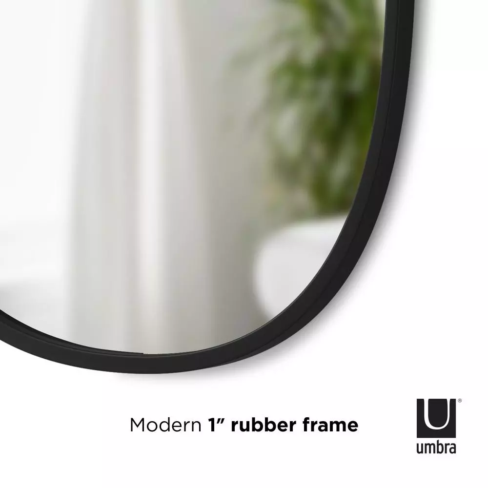 Umbra Hub 24 x 18 in. Oval Modern Framed Wall Mirror - Black