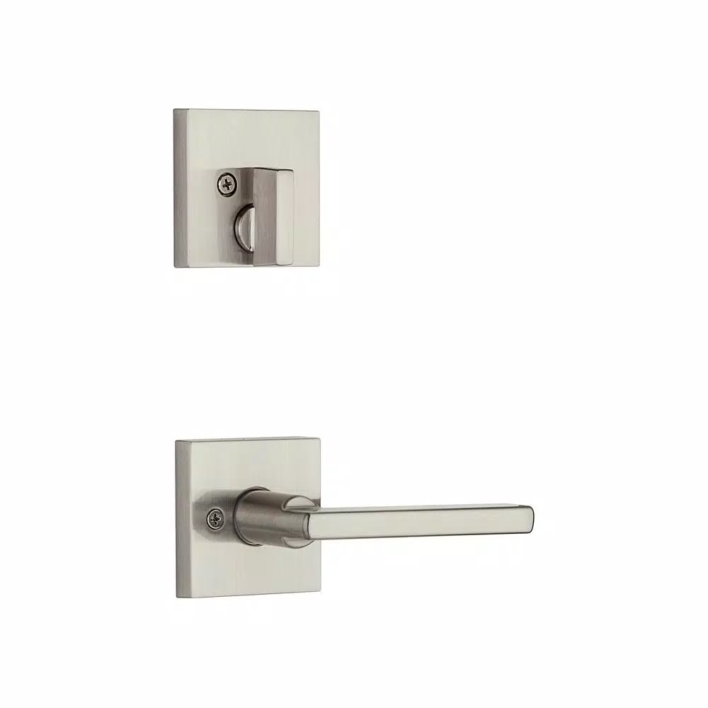 Kwikset Camino Low Profile Satin Nickel Single Cylinder Entry Handleset with Halifax Lever