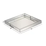LITTON LANE 20 in. Square Modern Silver Decorative Mirror Tray with Polished Aluminum Exterior thumbnail 4