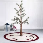 Glitzhome 48 in. Dachshund Embroidered Fabric Christmas Tree Skirt with Red Plaid Edge thumbnail 8