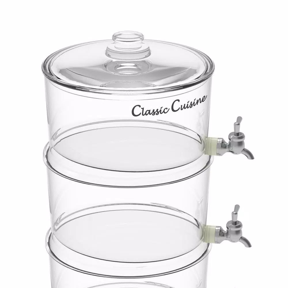 Classic Cuisine 3-Tier Beverage Dispenser, 354 oz BPA-Free Plastic Drink Server with 4 Removable Spigots