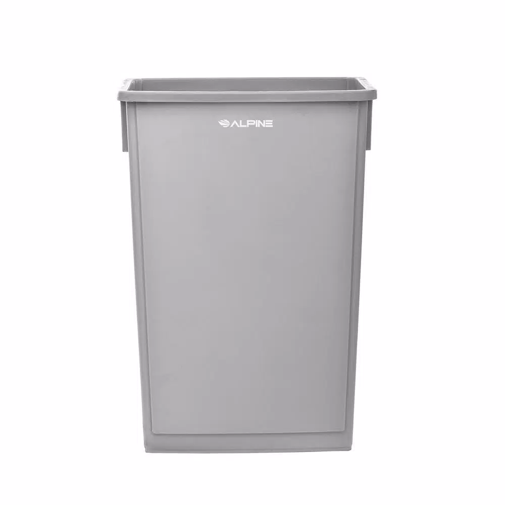 Alpine Industries 23 Gal. Gray Commercial Waste Basket Trash Can