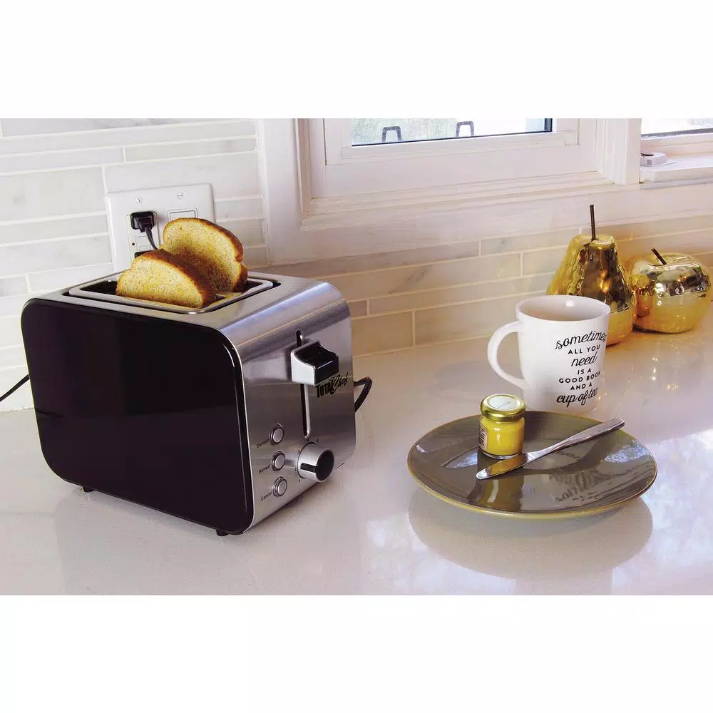 Total Chef 2-Slice Stainless Steel Toaster with 7 Browning Settings and 800W Power
