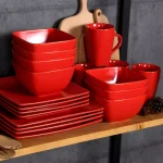 Boyel Living 16-Piece Modern Red Porcelain Dinnerware Set, Service for 4 thumbnail 7