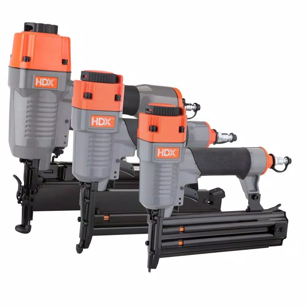HDX 3-Piece Pneumatic Finishing Nailer Kit with Canvas Bag