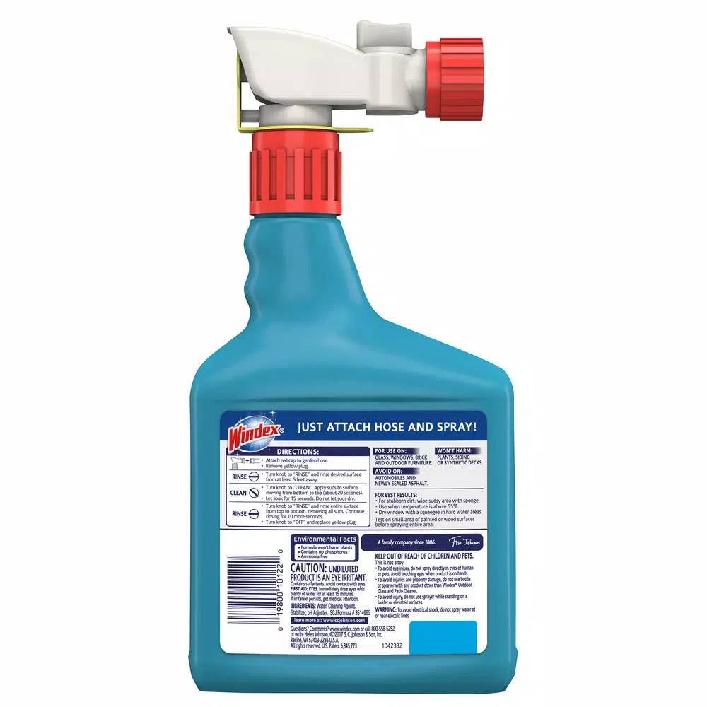 Windex Outdoor Window and Surface Cleaner with Hose-End Sprayer, 32 fl oz