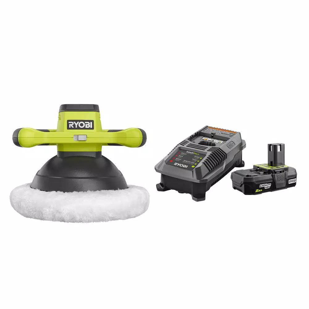 RYOBI 18V ONE+ 10 in. Cordless Orbital Buffer Kit with 2.0 Ah Battery and Charger