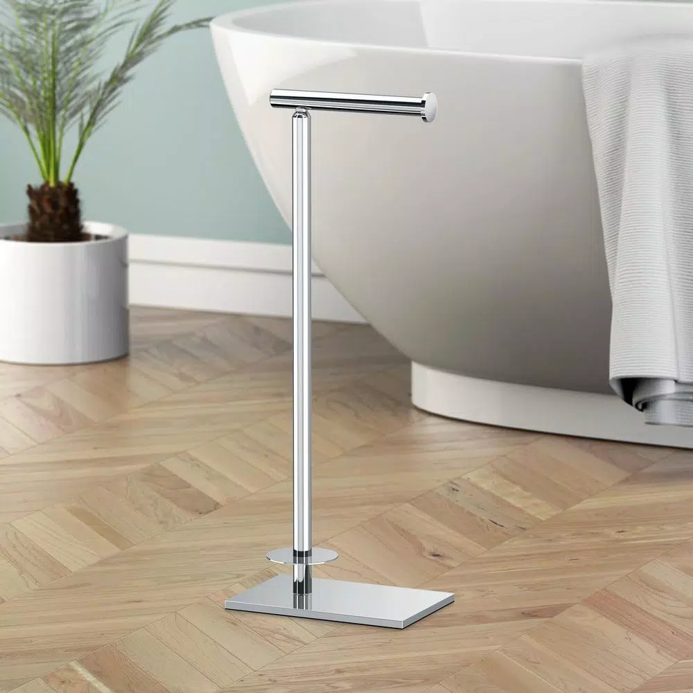 Gatco Latitude II Square Freestanding Toilet Paper Holder with Storage, Chrome