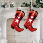 Glitzhome Red Boot Hooked Polyester Christmas Stockings, 19.69 in. (2-Pack) thumbnail 5