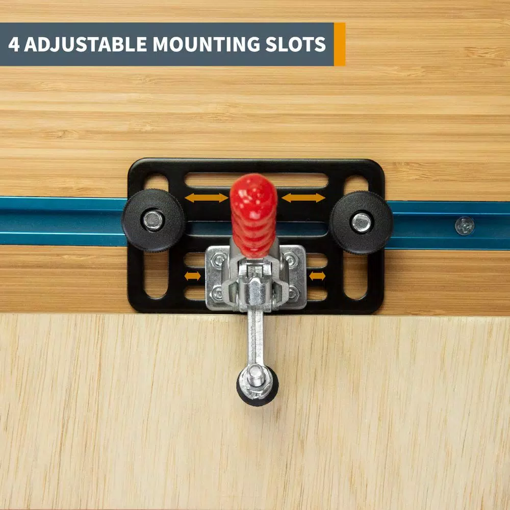 POWERTEC Heavy Duty Steel Toggle Clamp Mounting Plate Set for T-Track Rails and Jigs