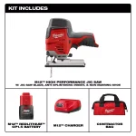Milwaukee M12 12V Lithium-Ion Cordless Jig Saw Kit with 1.5 Ah Battery, Charger, and Tool Bag thumbnail 2