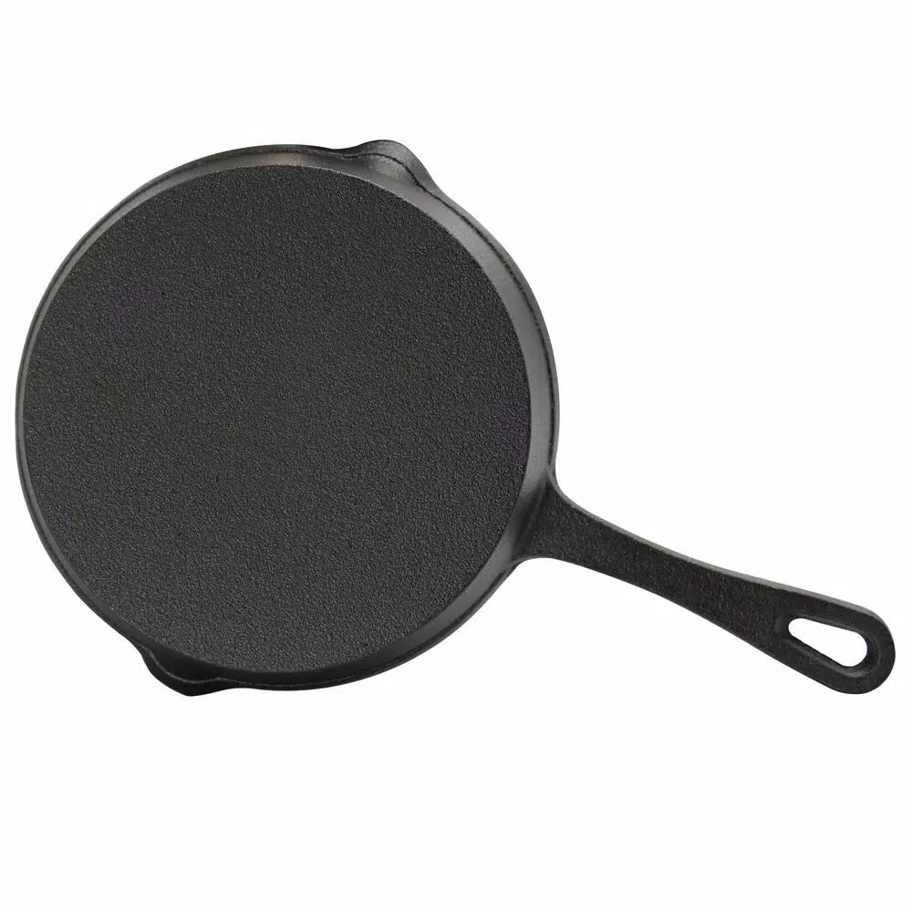 Gibson Home Campton 5.3 in. Cast Iron Mini Frying Pan with Wooden Base, Black