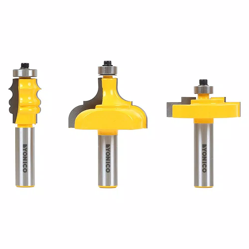 Yonico 3-Piece Picture Frame Router Bit Set with 1/2 in. Shank and Carbide Tipped Cutters