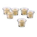 Light In The Dark Clear Glass Lip Votive Candle Holders with Ivory Paraffin Candles, Set of 12 thumbnail 1