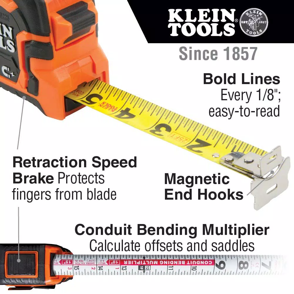 Klein Tools 25 ft. Magnetic Double-Hook Tape Measure