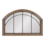 Kate and Laurel Haldron Rustic Brown Wood Arch Mirror with Iron Fretwork, 36 x 24 in. thumbnail 1
