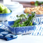 Libbey Artisan Square Stoneware Bake Dish, 2qt Ceramic Baker, Blue and White thumbnail 4