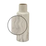 LITTON LANE 21 in. Classic Marble Cylinder White Ceramic Decorative Vase with Gray Veining thumbnail 4