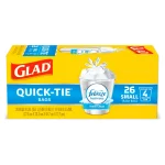 Glad OdorShield Quick-Tie Small Trash Bags, 4 Gal, Fresh Clean Scent, 26 Count thumbnail 1