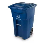 Toter 64 Gallon Blue Rollout Recycling Container with Attached Hinged Lid thumbnail 1