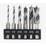 Milescraft 6-Piece Wood Stubby Bit Set with 1/4 in. Hex Shaft, High Speed Steel Brad Point Bits thumbnail 1