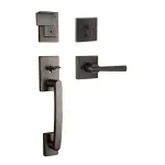 Baldwin Prestige Spyglass Single Cylinder Venetian Bronze Door Handleset with Square Lever thumbnail 2
