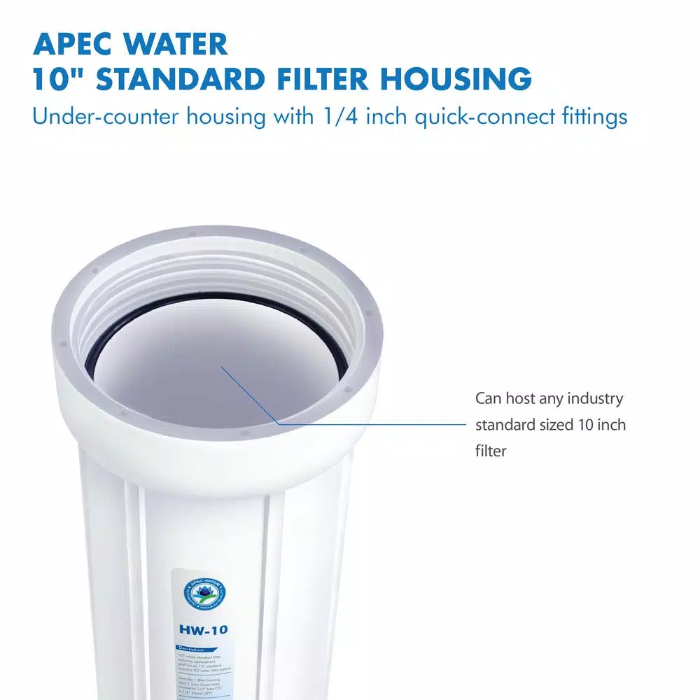 APEC Water Systems 10 in. White Industry Standard Filter Housing with 1/4 in. John Guest Quick Connect
