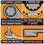 GearWrench 12mm 120XP GearBox Flex Head XL Ratcheting Wrench thumbnail 2