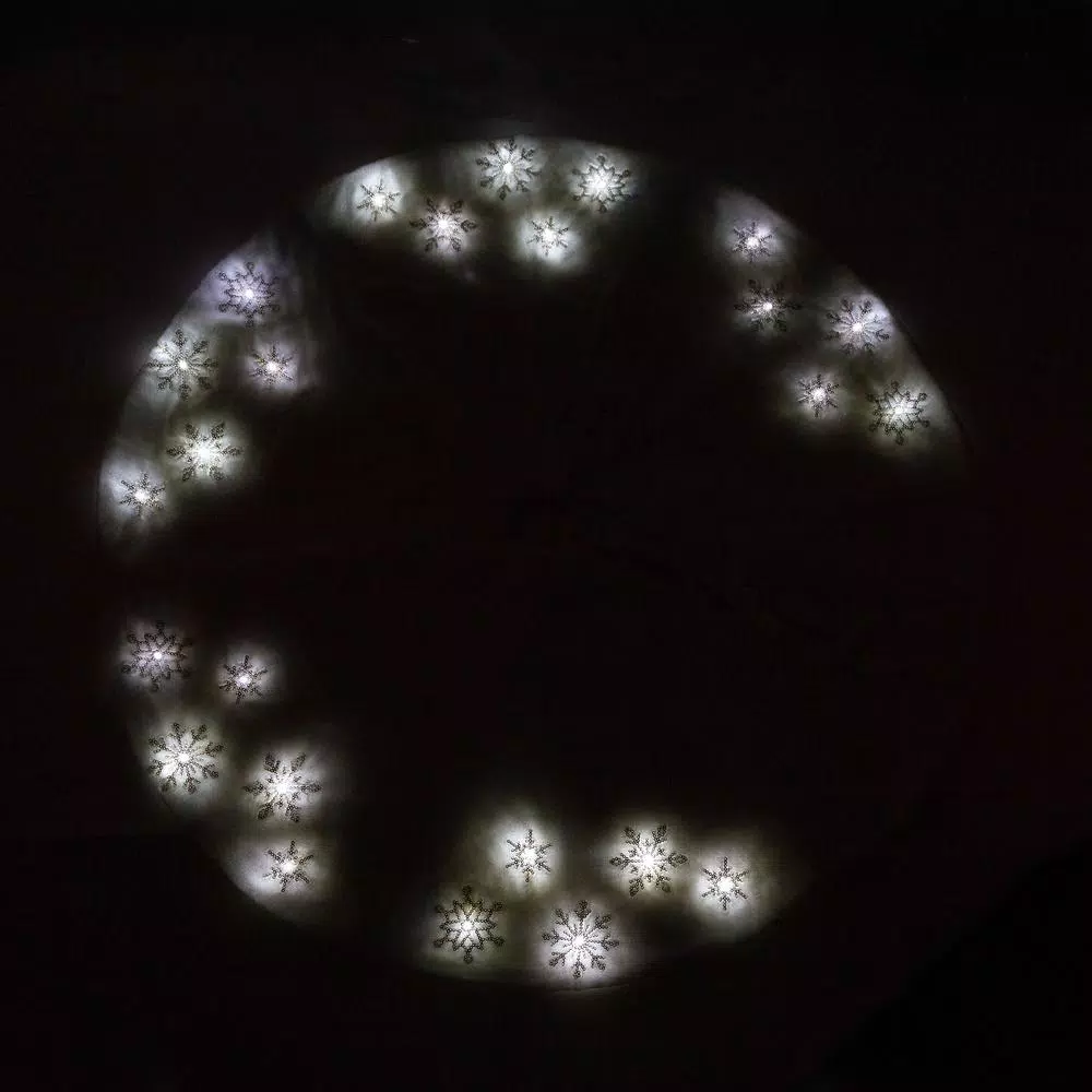 Manor Luxe 56 in. Snowflake Sequin Light Up Plush Christmas Tree Skirt - White