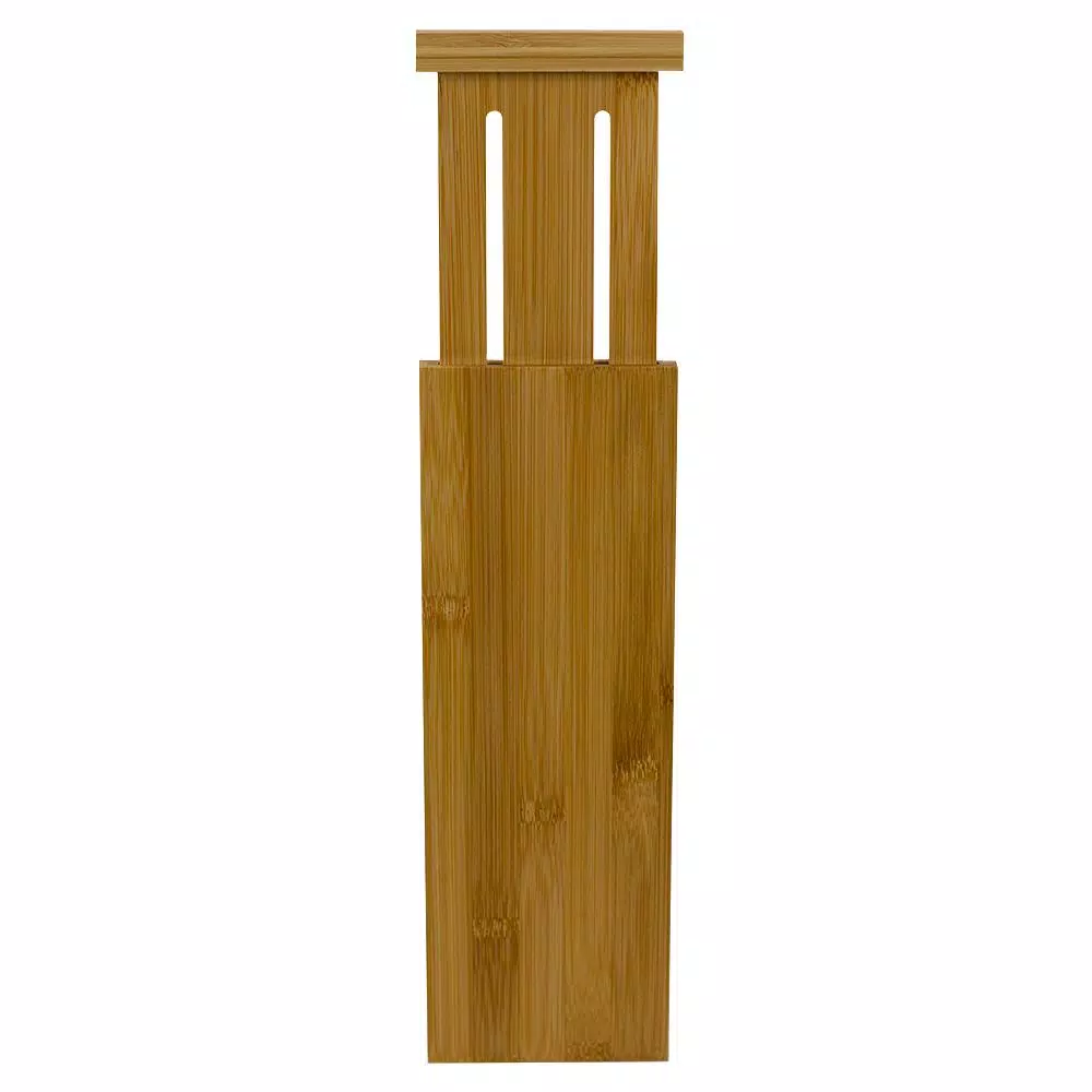 Unbranded Natural Bamboo Drawer Organizer Divider - 12.5 in. x 4 in. Tension Spring Partition