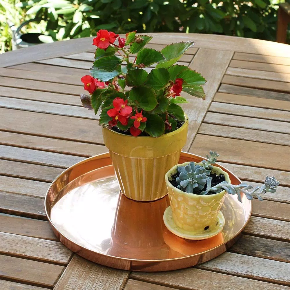 Achla Designs 12.5 in. Round Copper Plated Stainless Steel Decorative Serving Tray