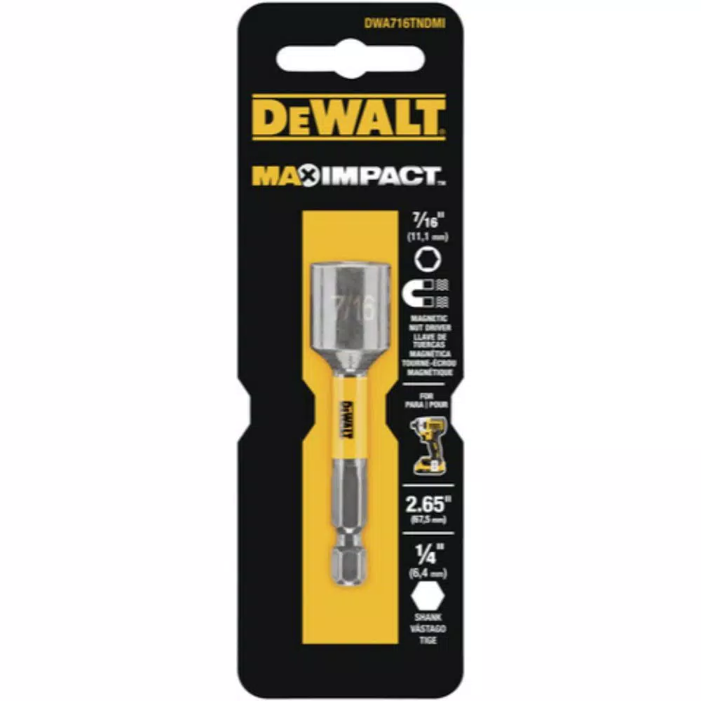 DEWALT MAX Impact 7/16 in. Nut Driver, Impact Rated Torsion Nut Setter with Hex Shank