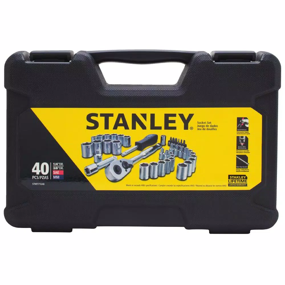 STANLEY 40-Piece Mechanics Socket Set with 72-Tooth Ratchet