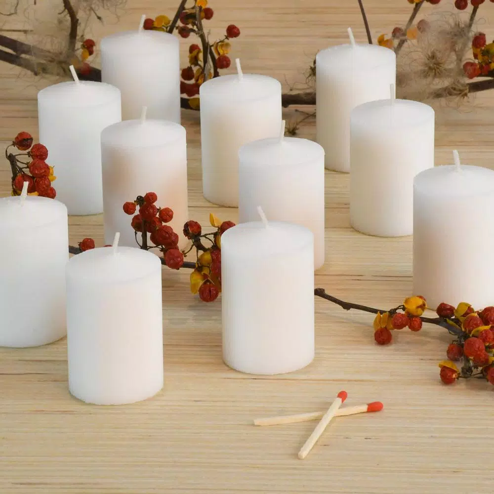 LUMABASE White Unscented Paraffin Wax Votive Candles, 15-Hour Burn Time, 36-Count Pack