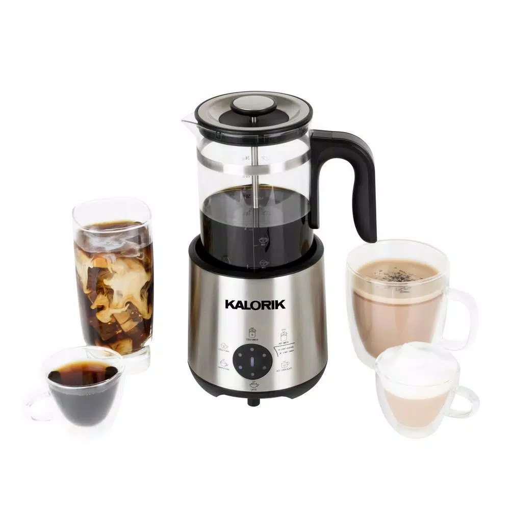 KALORIK Bartista 8-in-1 Electric French Press Coffee Maker, 24 oz. Stainless Steel