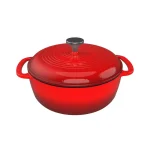 Classic Cuisine 6 Qt. Round Cast Iron Enamel Nonstick Casserole Dish with Lid, Red thumbnail 1