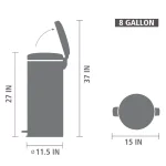 Brabantia 8 Gal. Metallic Gray Steel Step-On Trash Can with Soft-Close Lid thumbnail 6