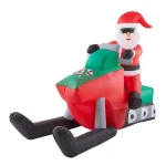 Unbranded 6 ft. Pre-Lit Inflatable Santa Driving Snowmobile Holiday Decoration thumbnail 1
