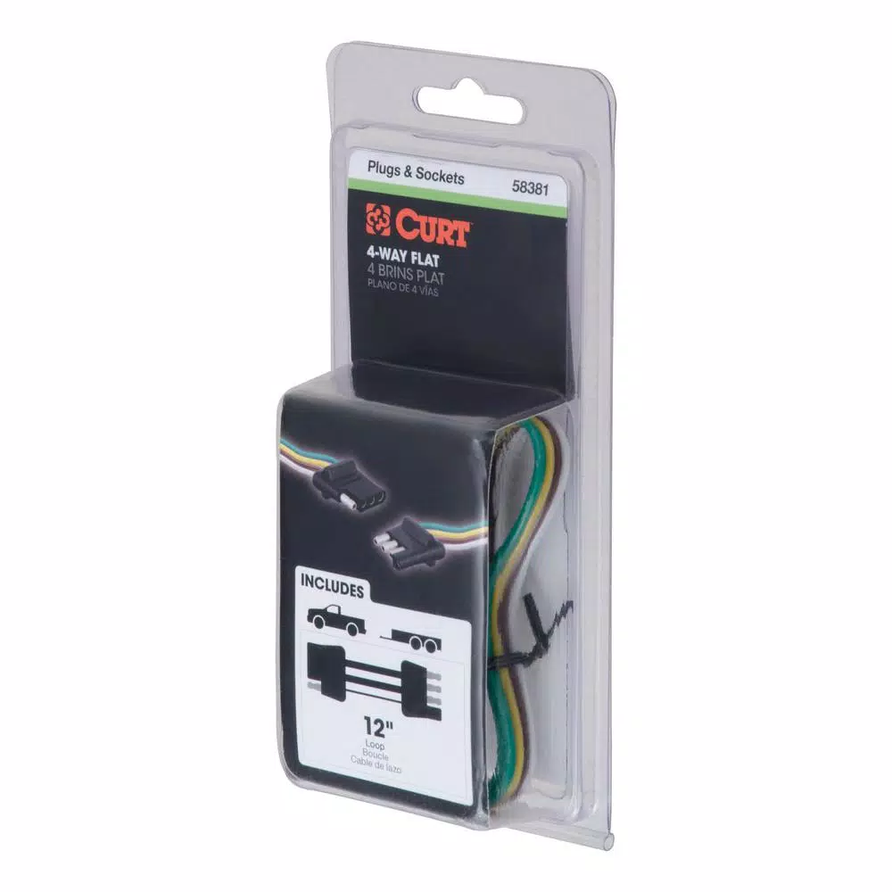 CURT 4-Way Flat Trailer Connector Kit with 12" Color-Coded Wires