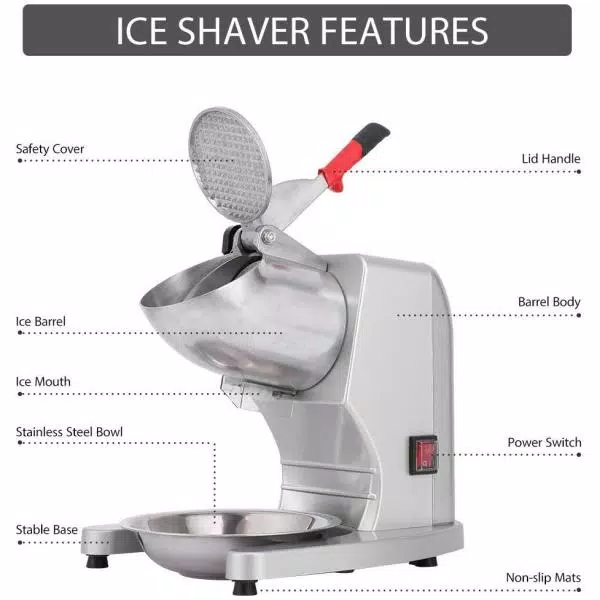VIVOHOME 11 oz Electric Ice Crusher and Snow Cone Machine, Dual Blades, Silver Stainless Steel