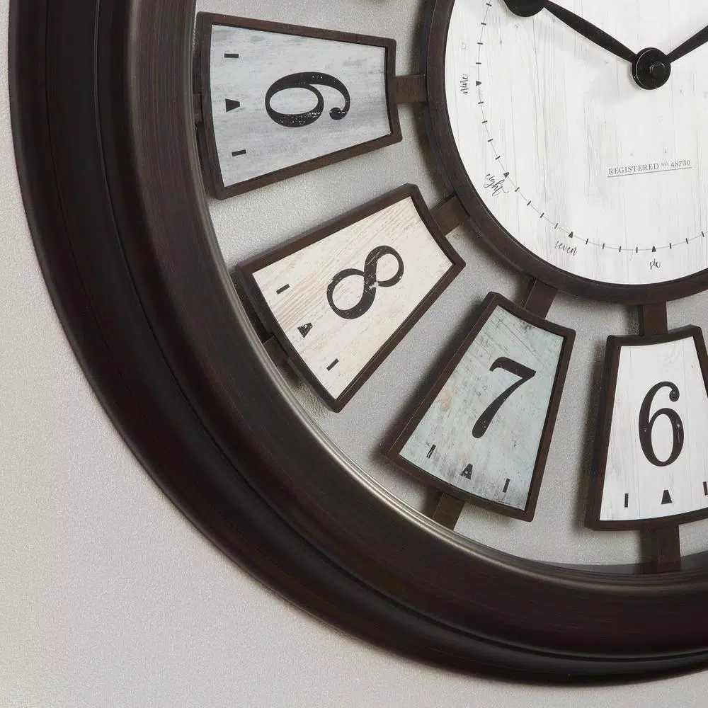 FirsTime & Co. Black Mercantile Plaques Wall Clock - Industrial Farmhouse Design
