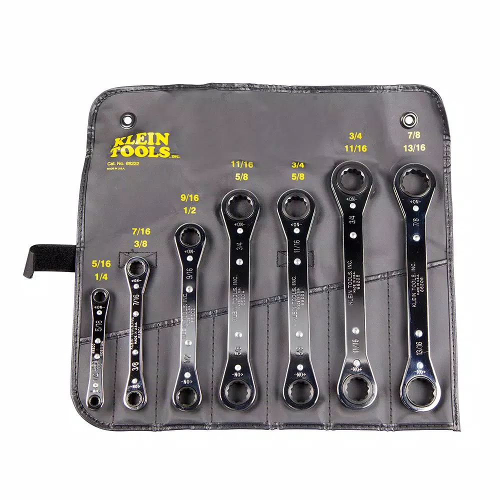 Klein Tools 7-Piece Ratcheting Box Wrench Set, SAE, Carbon Steel