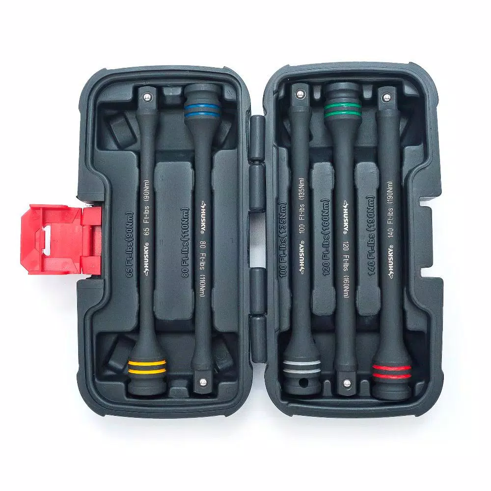 Husky 5-Piece 1/2 in. Drive Torque Limiting Impact Extension Bar Set, 65-140 ft. lbs.