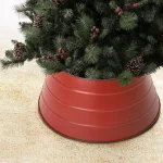 Glitzhome 22 in. Red Painted Metal Christmas Tree Collar - Rustic Holiday Decor thumbnail 1