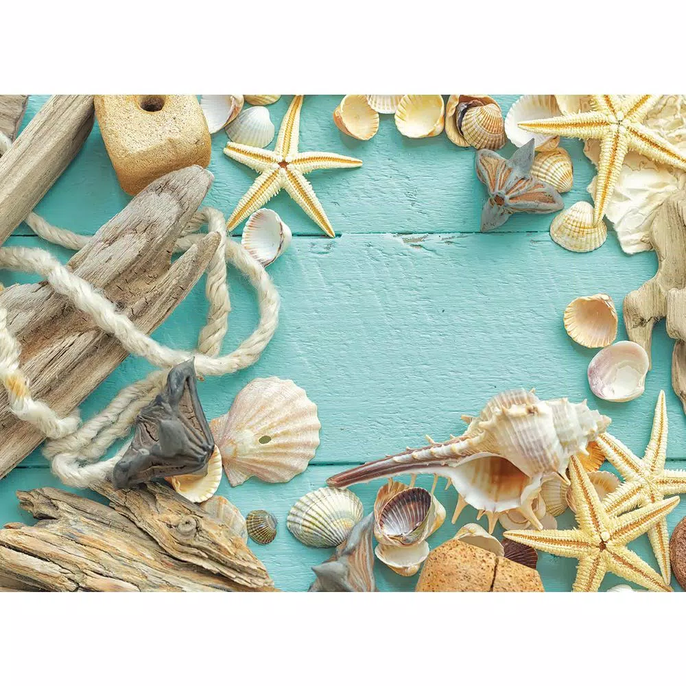 Unbranded MHF Home Sea Shell Blue Polypropylene Placemat Set, 4-Pack, 18 x 13 in.