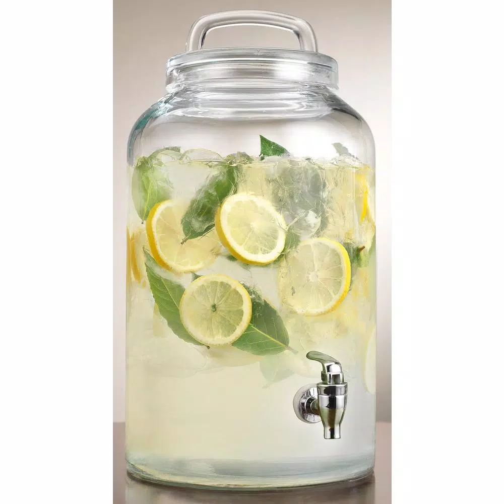 HOME ESSENTIALS AND BEYOND Heritage Home 2.25 Gal. Glass Loop Top Drink Dispenser with Spout