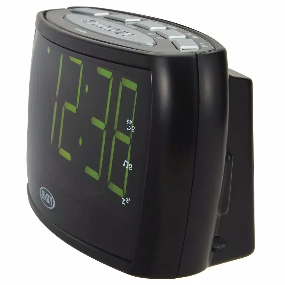 Jensen JCR-208A AM/FM Digital Alarm Clock Radio with 1.8" LED Display and Aux Input